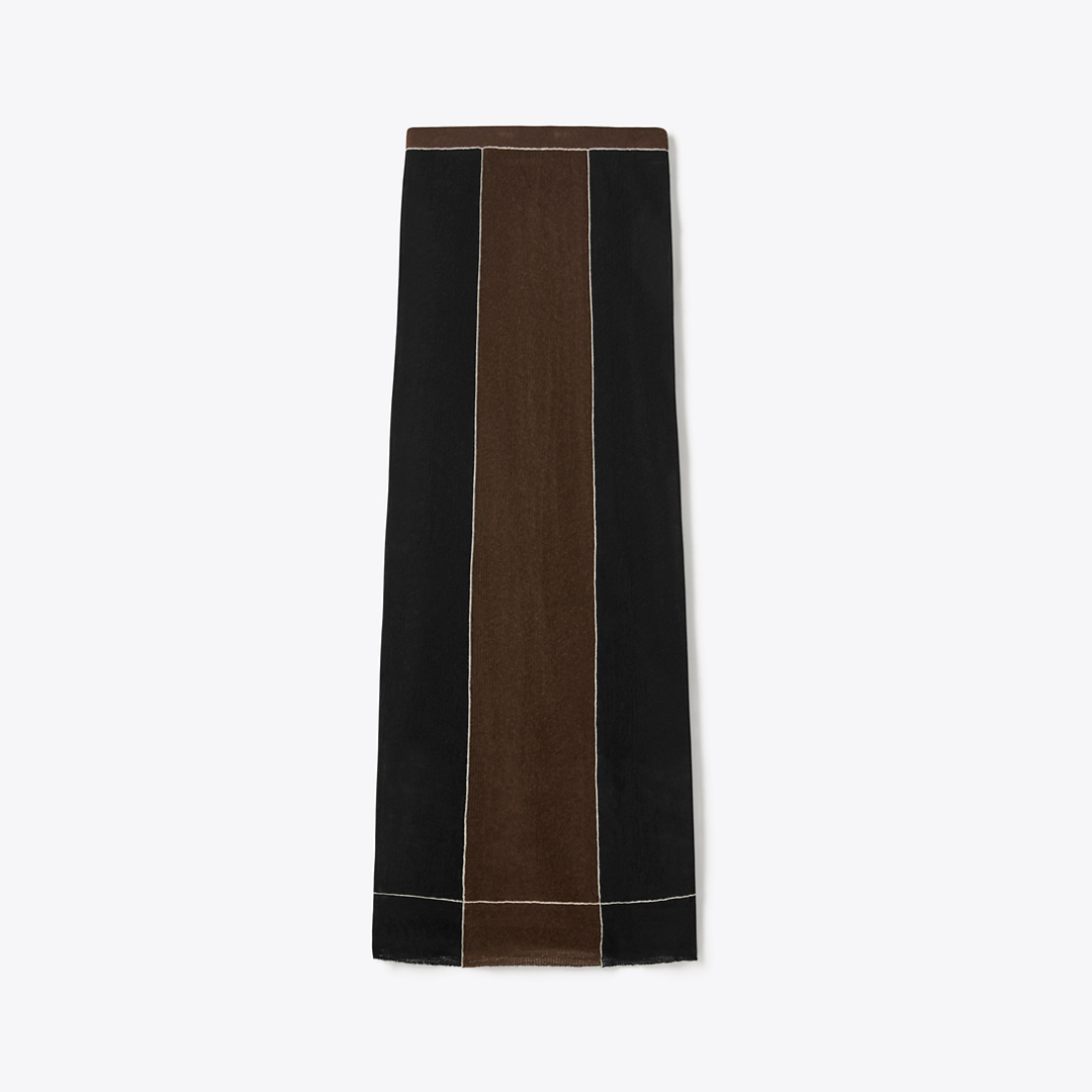 Colorblock Wool Skirt