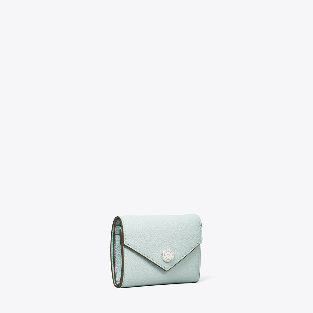 T Monogram Pebbled Small Envelope Wallet