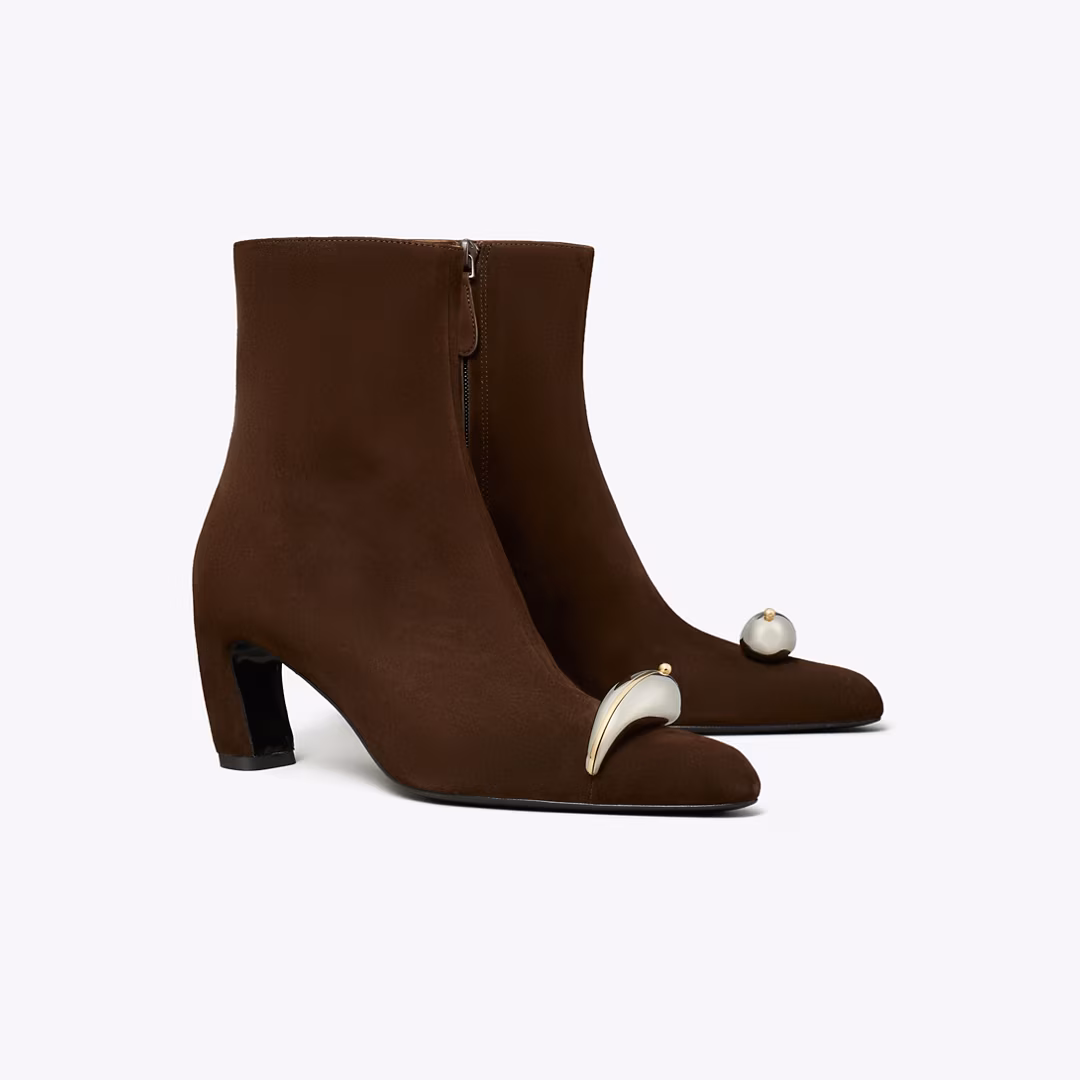 Pierced Heeled Ankle Boot
