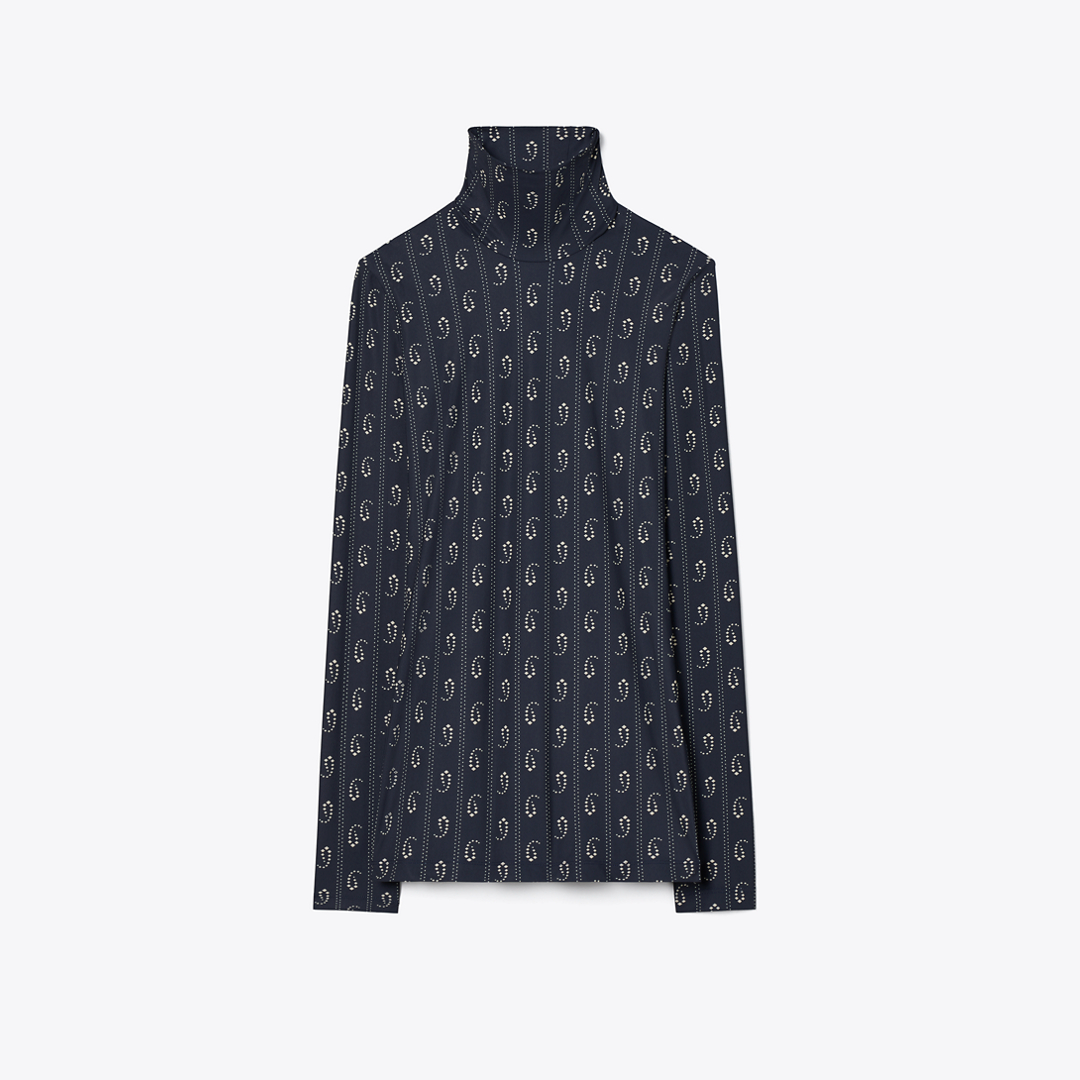 Printed Jersey Mockneck Shirt