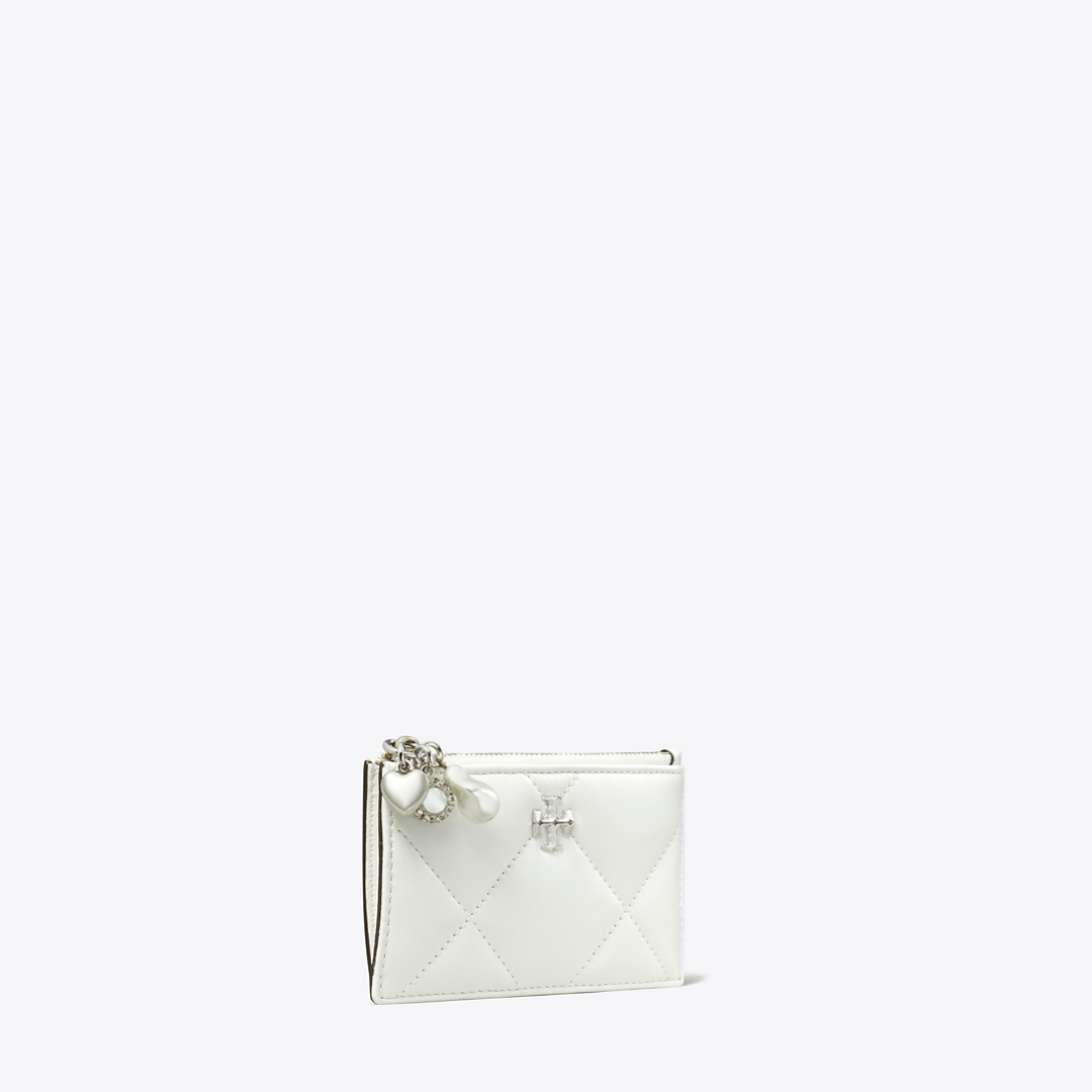 Kira Diamond Quilt Distressed Charm Zip Card Case