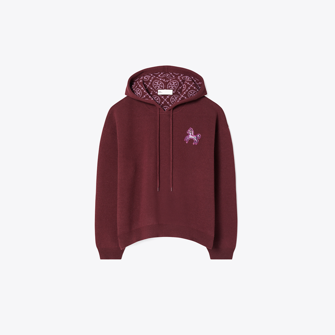 Cropped Wool Hoodie by Tory Burch