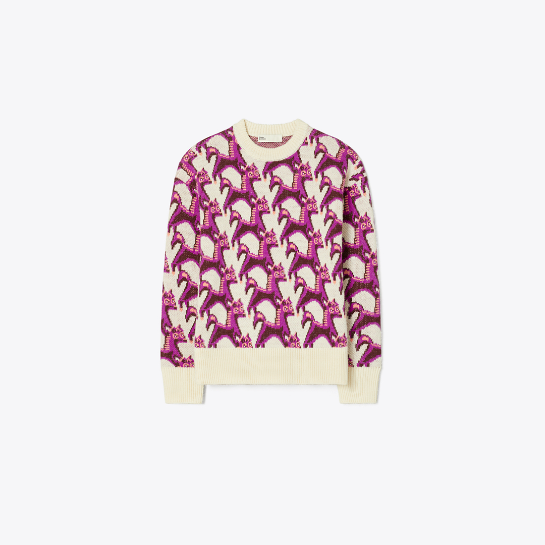 Wool Jacquard Crewneck Sweater