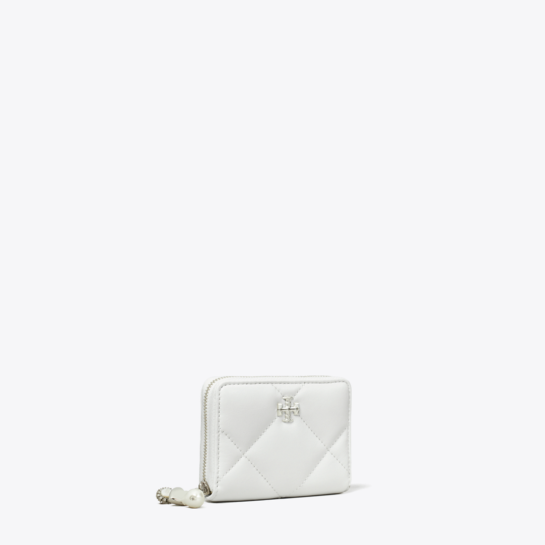 Small Kira Diamond Quilt Distressed Charm Zip-Around Wallet