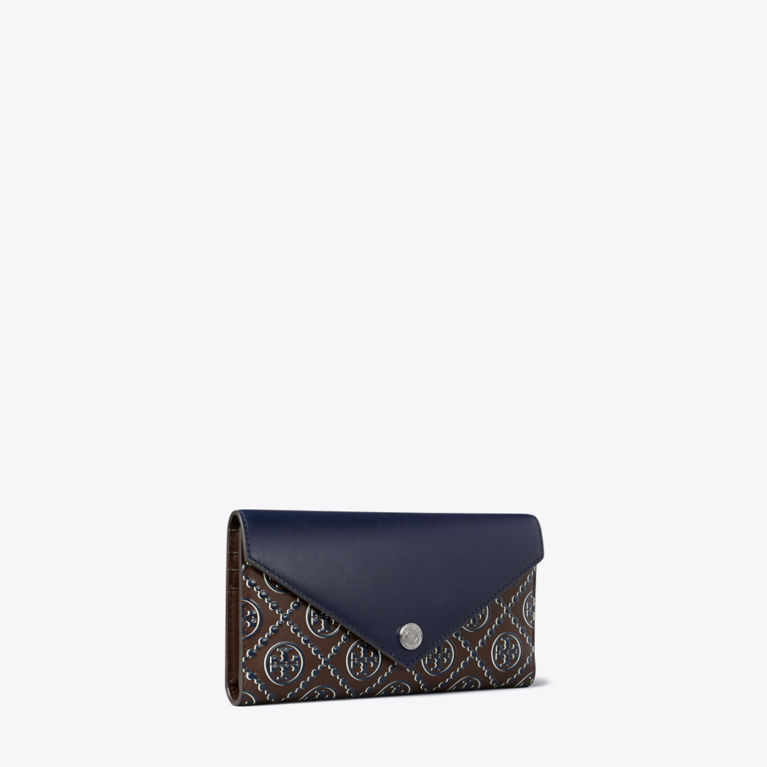 T Monogram Contrast Embossed Envelope Wallet