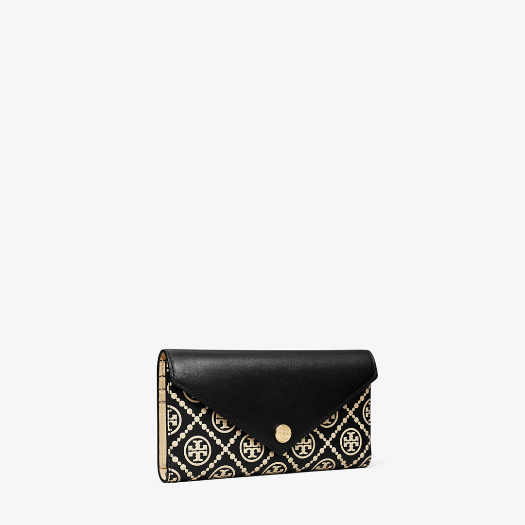 T Monogram Contrast Embossed Envelope Wallet
