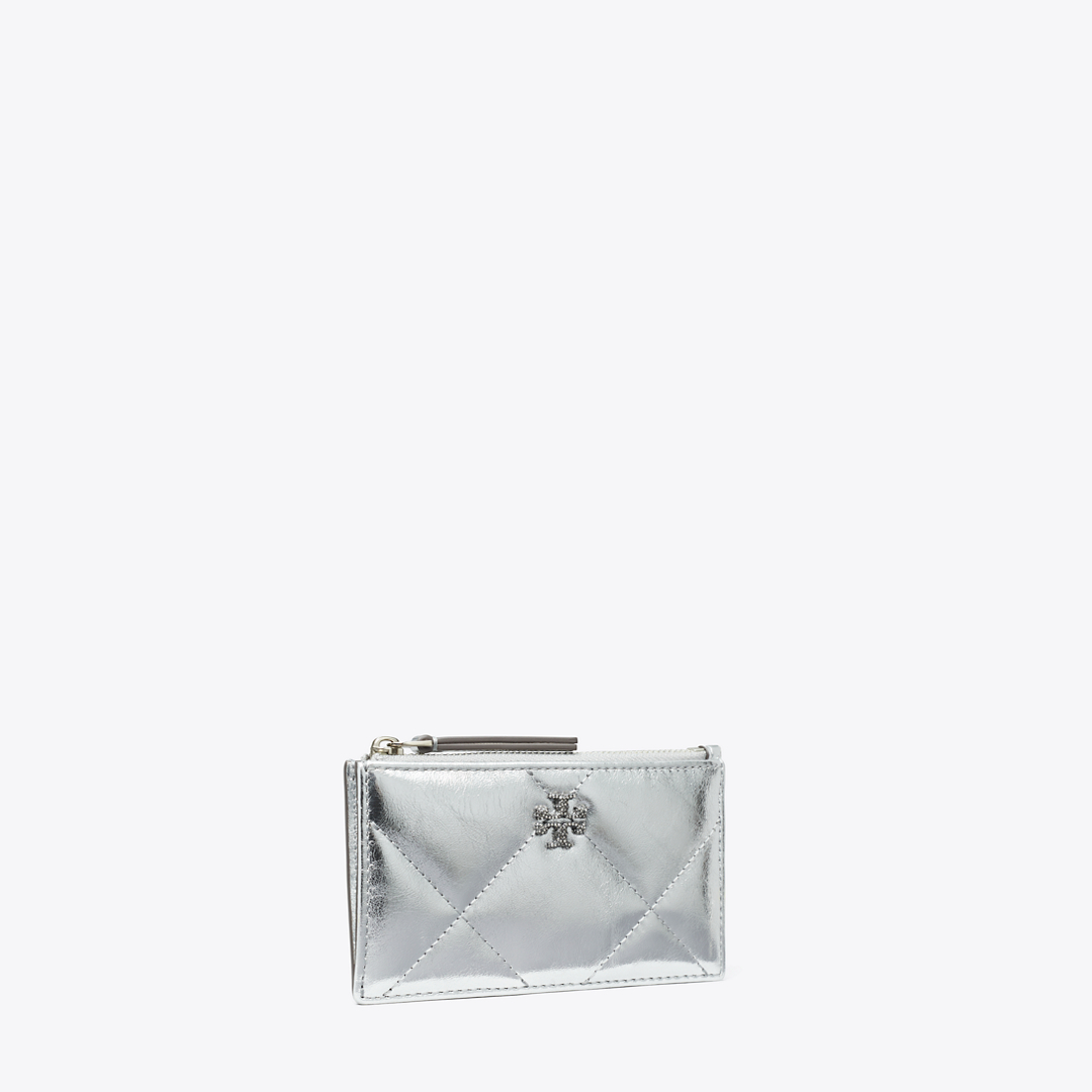 Kira Diamond Quilt Metallic Zip Card Case