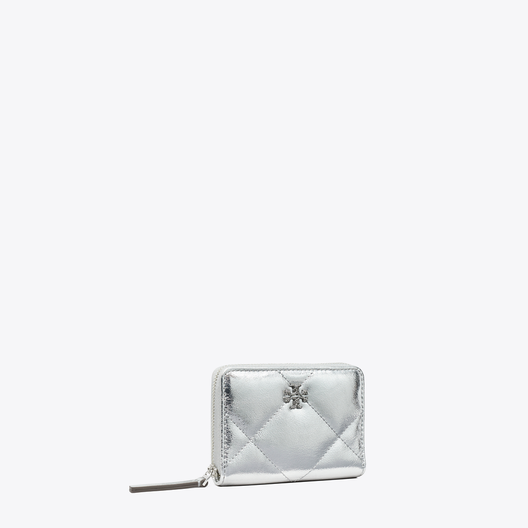 Small Kira Diamond Quilt Metallic Zip-Around Wallet