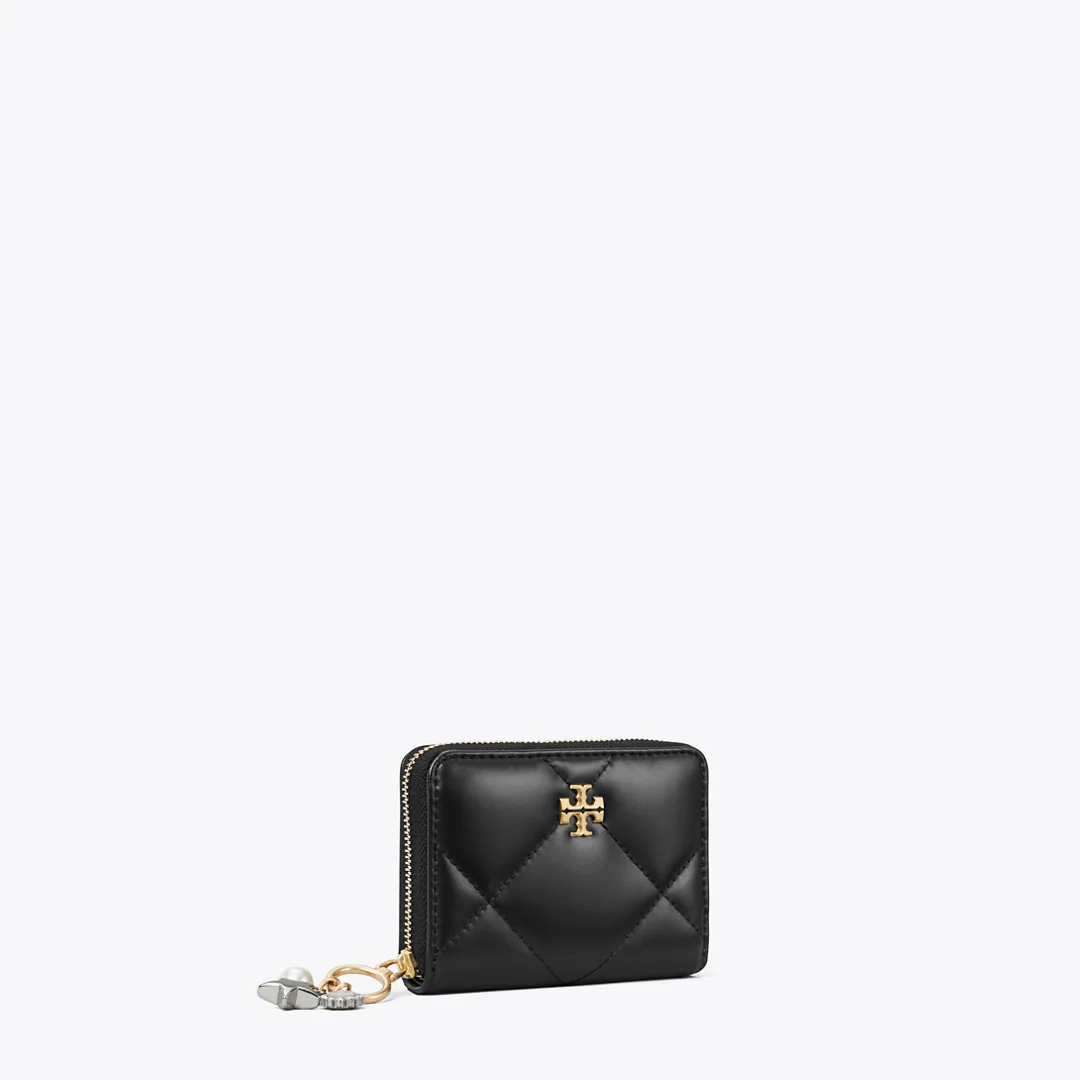 Small Kira Diamond Quilt Charm Zip-Around Wallet