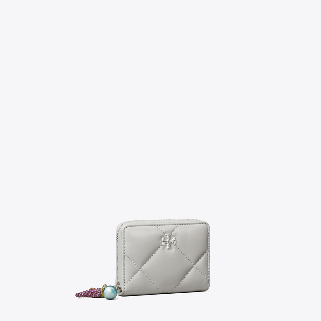 Small Kira Diamond Quilt Charm Zip-Around Wallet
