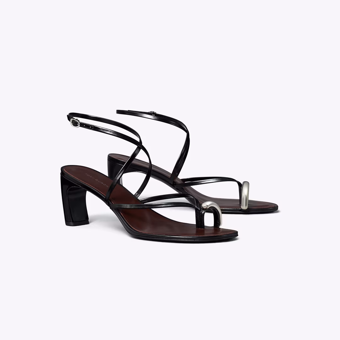 Pierced Multi-Strap Heeled Sandal