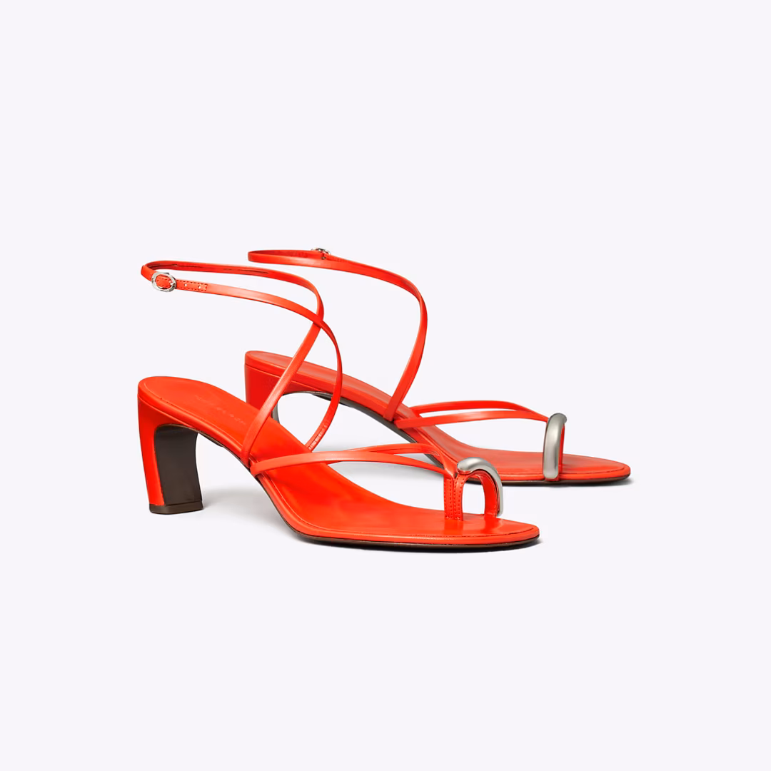 Pierced Multi-Strap Heeled Sandal