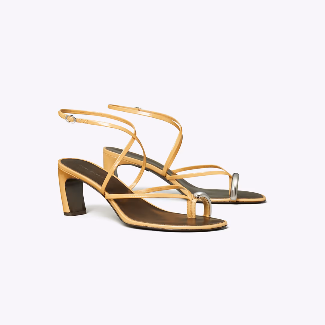 Pierced Multi-Strap Heeled Sandal