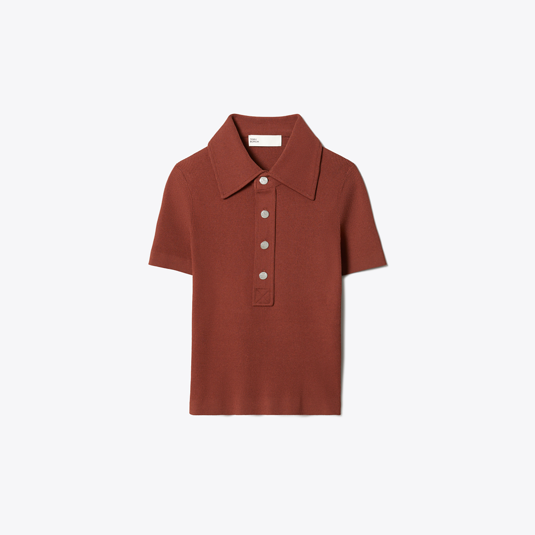 Viscose Ribbed Polo Sweater