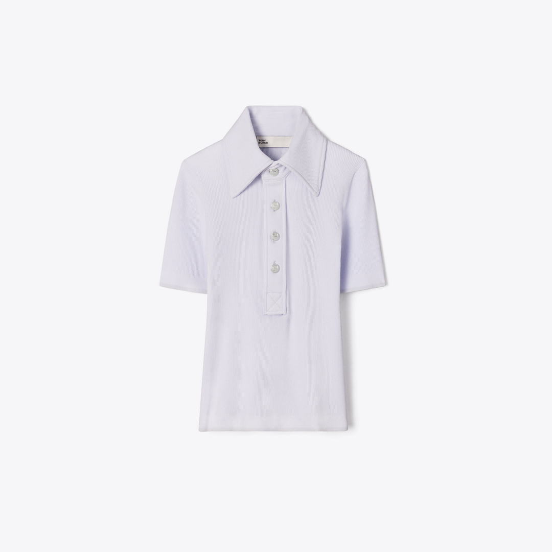 Viscose Ribbed Polo Sweater