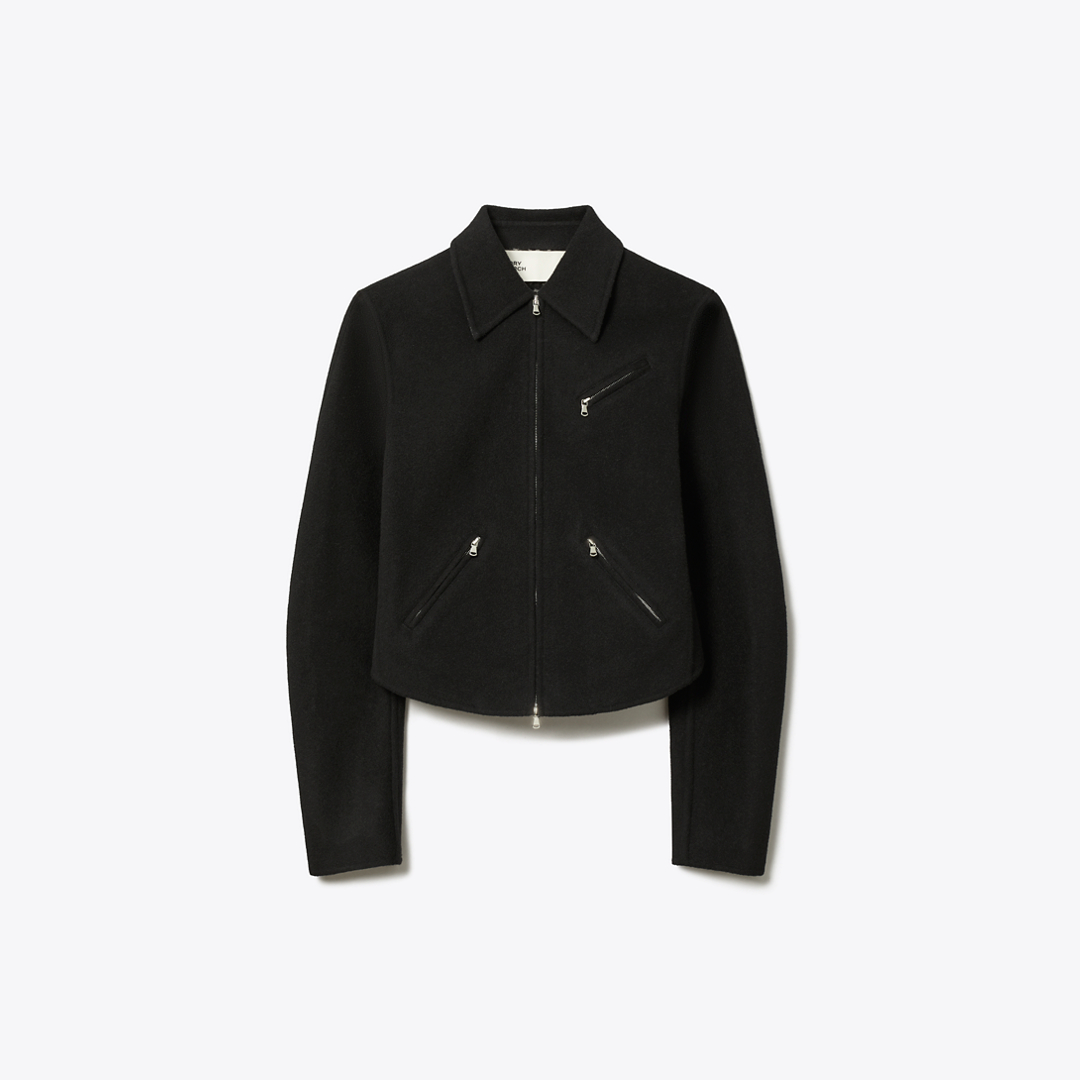 T Monogram Wool Biker Jacket