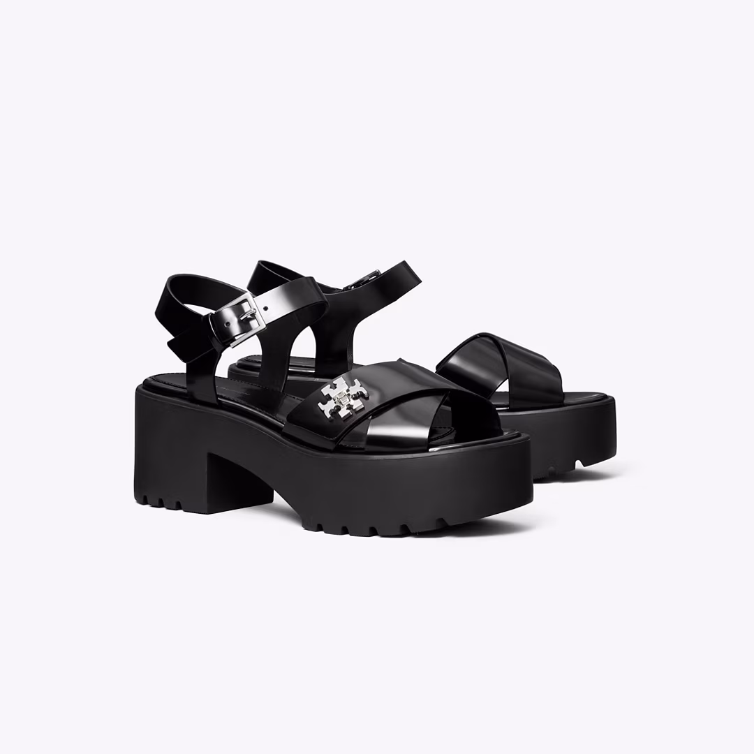 Turnlock Platform Lug Heeled Sandal