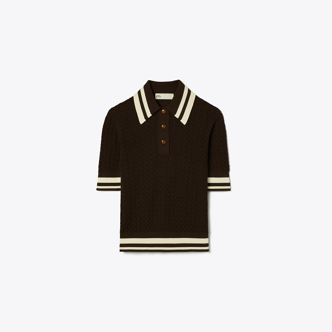 Tory Burch Cotton Pointelle Polo by Tory Sport