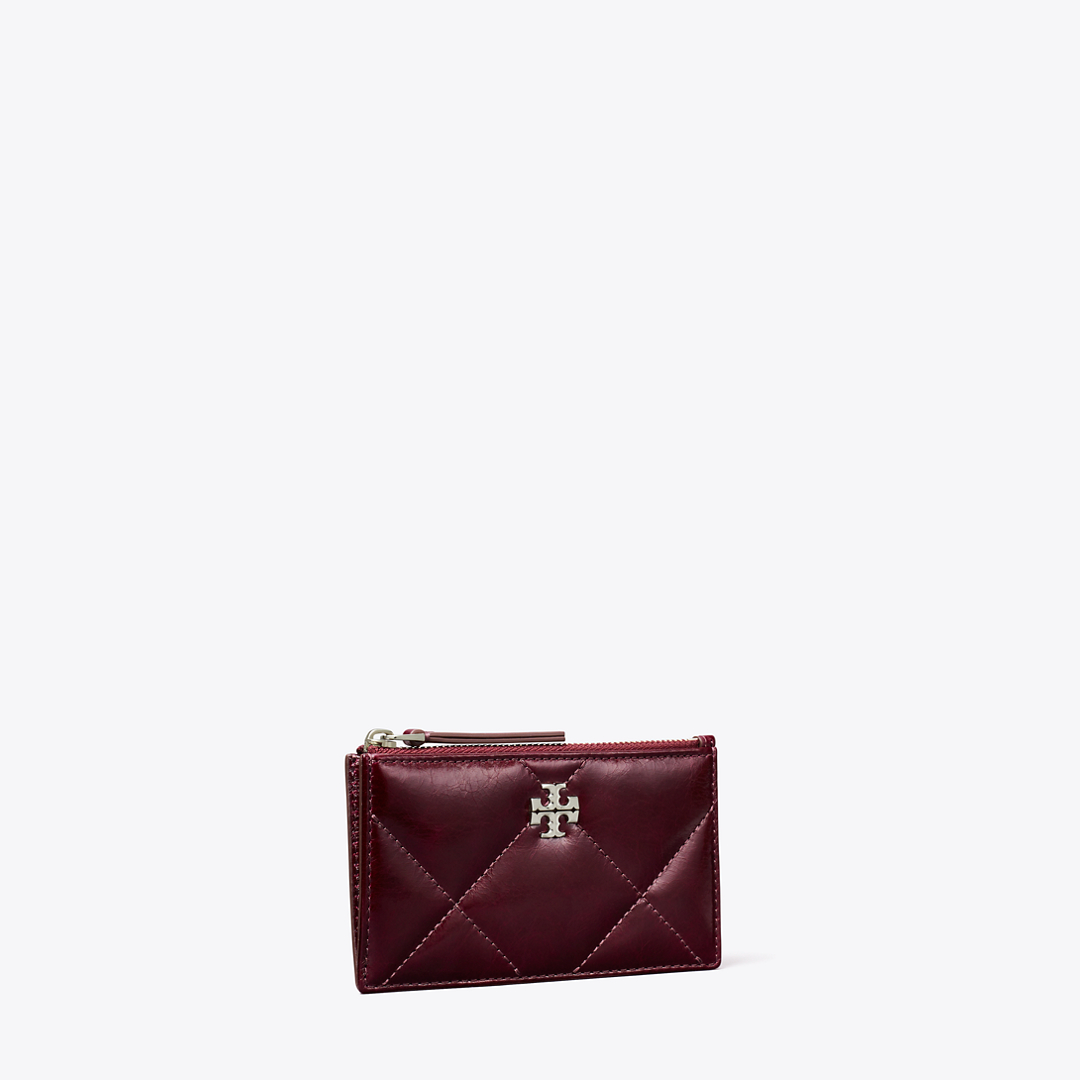 Kira Diamond Quilt Distressed Zip Card Case