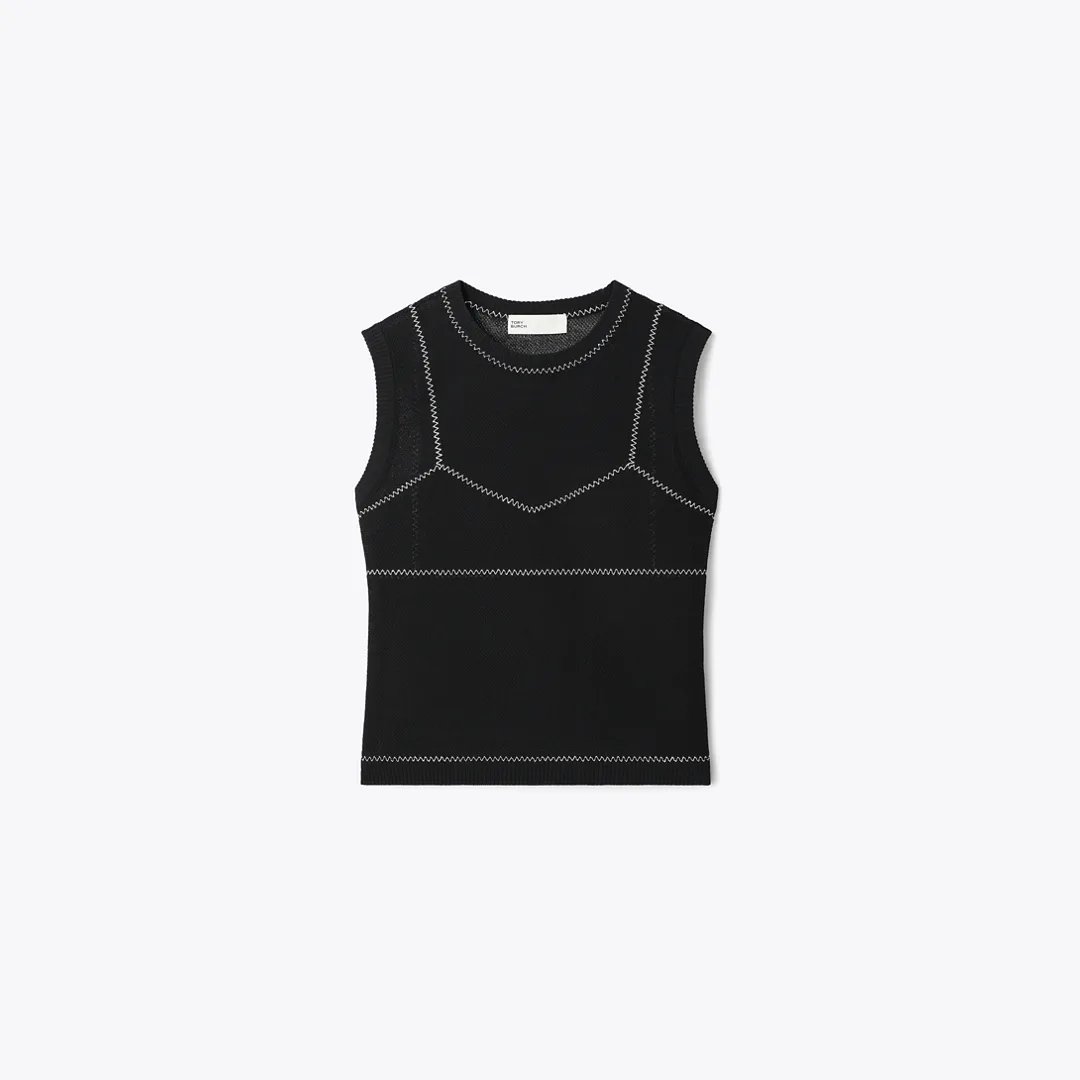 Cotton and Nylon Mesh Top