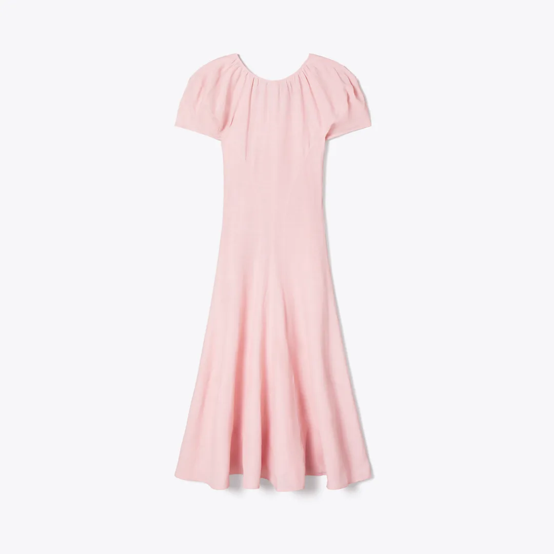 Balloon Sleeve Linen Dress