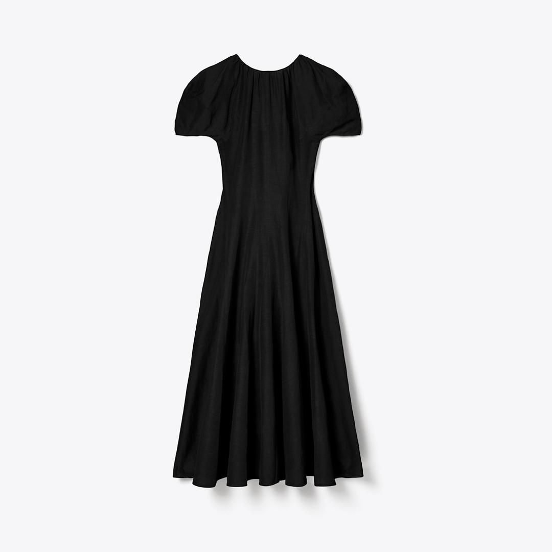 Balloon Sleeve Linen Dress