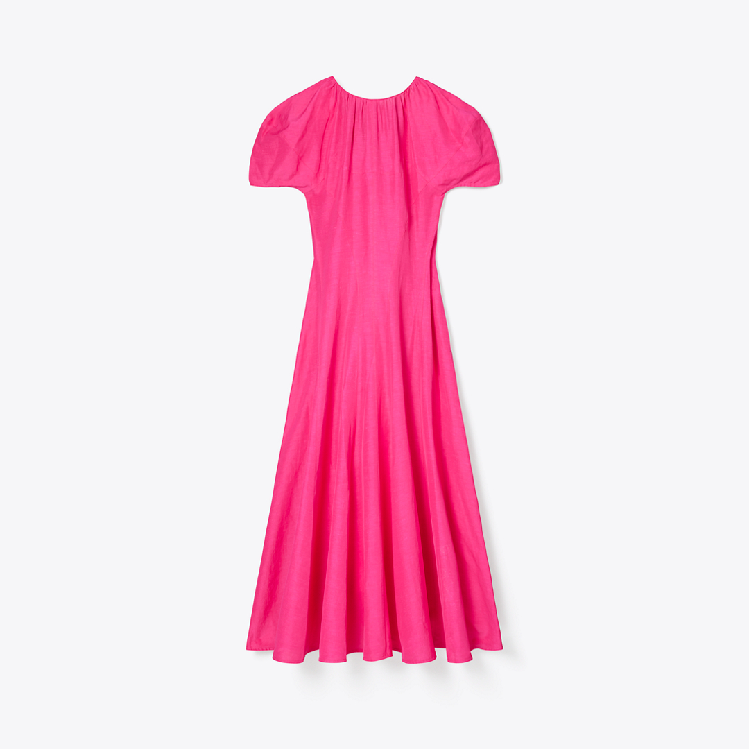 Balloon Sleeve Linen Dress