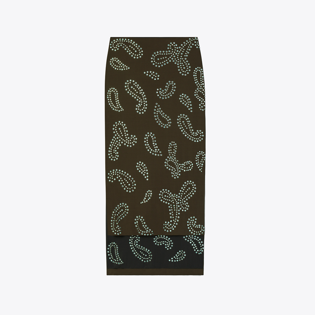 Embellished Viscose Skirt by Tory Burch