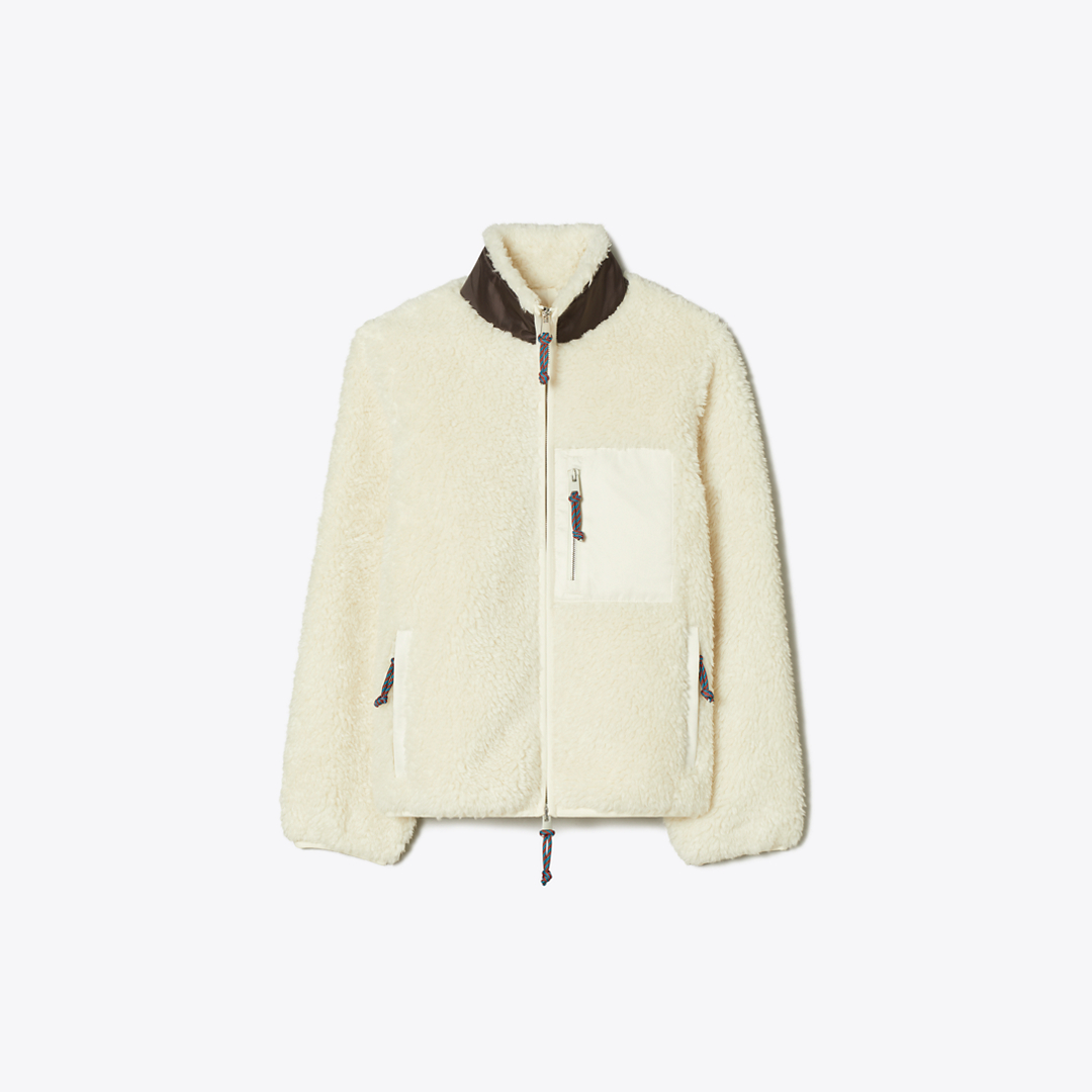 Colorblock Fleece Jacket by Tory Burch