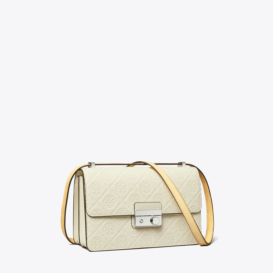 T Monogram Pebbled Shoulder Bag