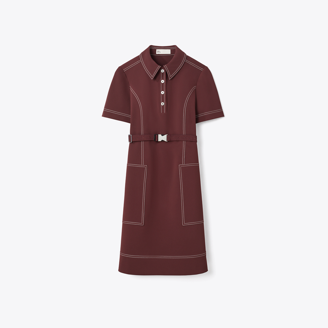 Short-Sleeve Pick Stitch Golf Dress by Tory Burch