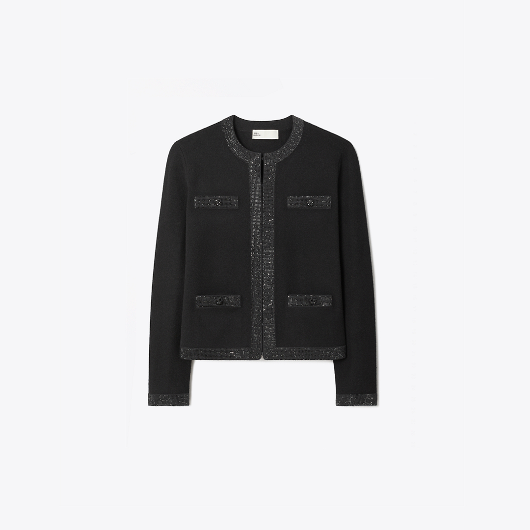 Kendra Embellished Wool Cardigan