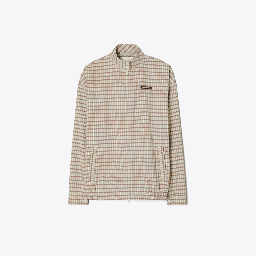 Nylon Plaid Golf Jacket by Tory Burch