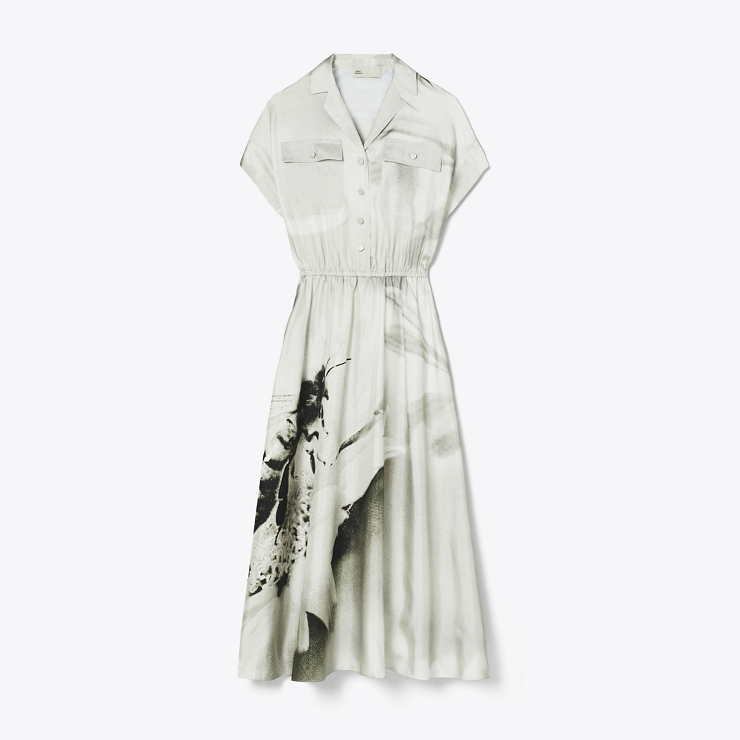 Printed Silk Twill Shirtdress