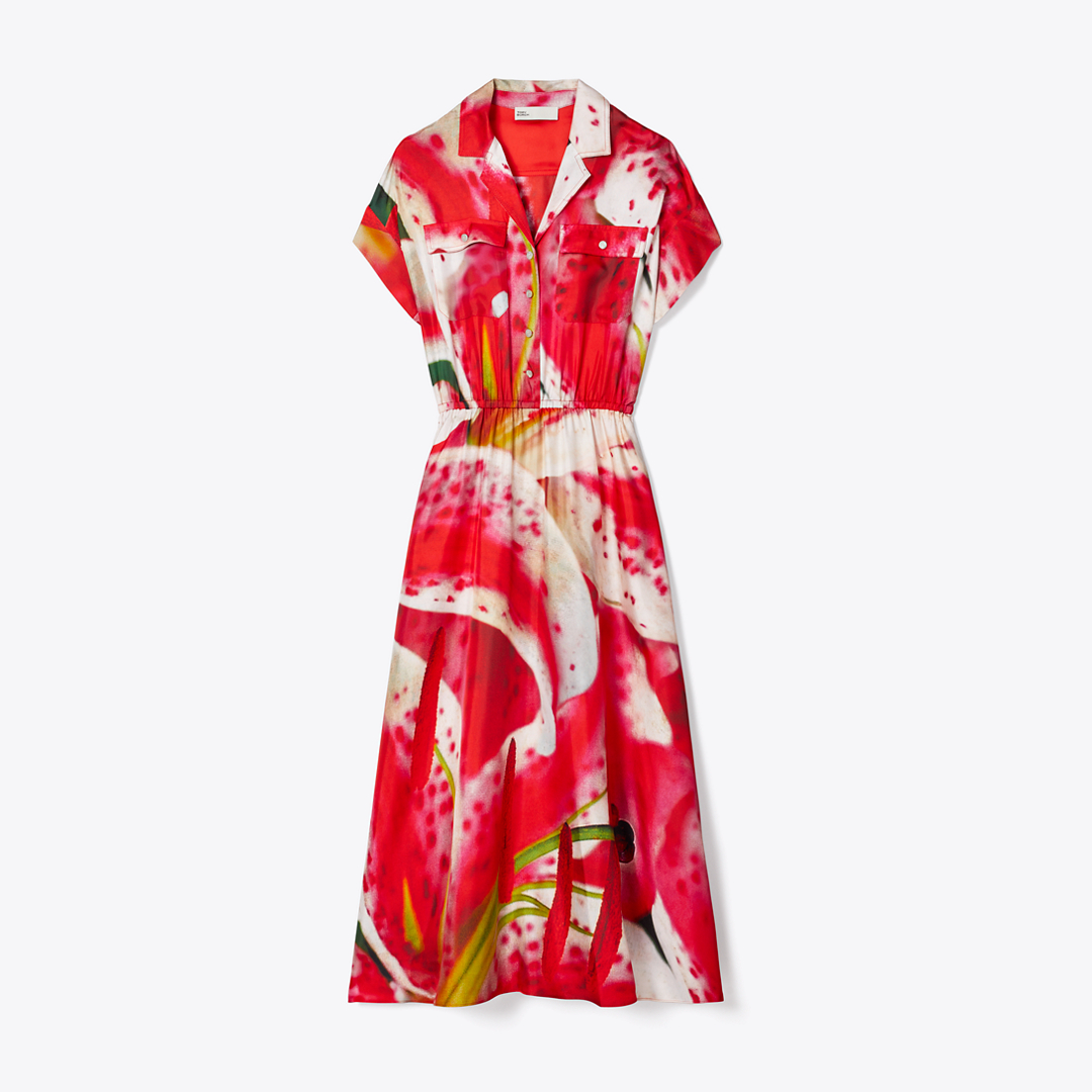 Printed Silk Twill Shirtdress