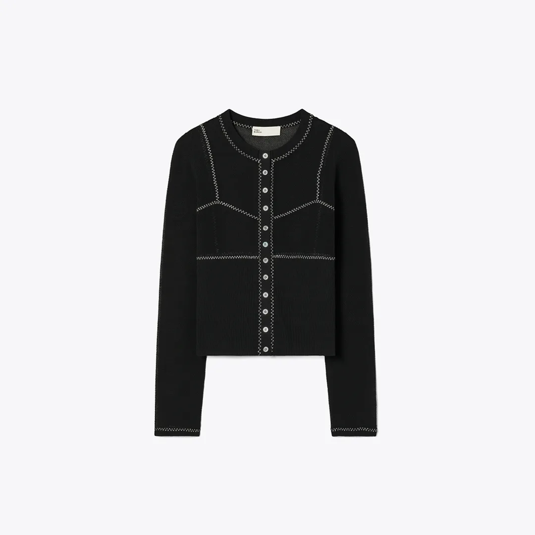 Cotton and Nylon Mesh Cardigan