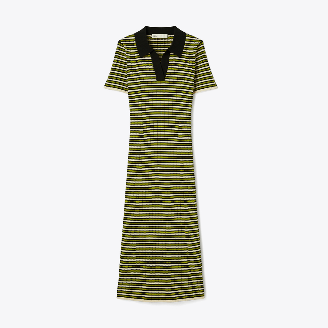 Stripe Knit Polo Dress