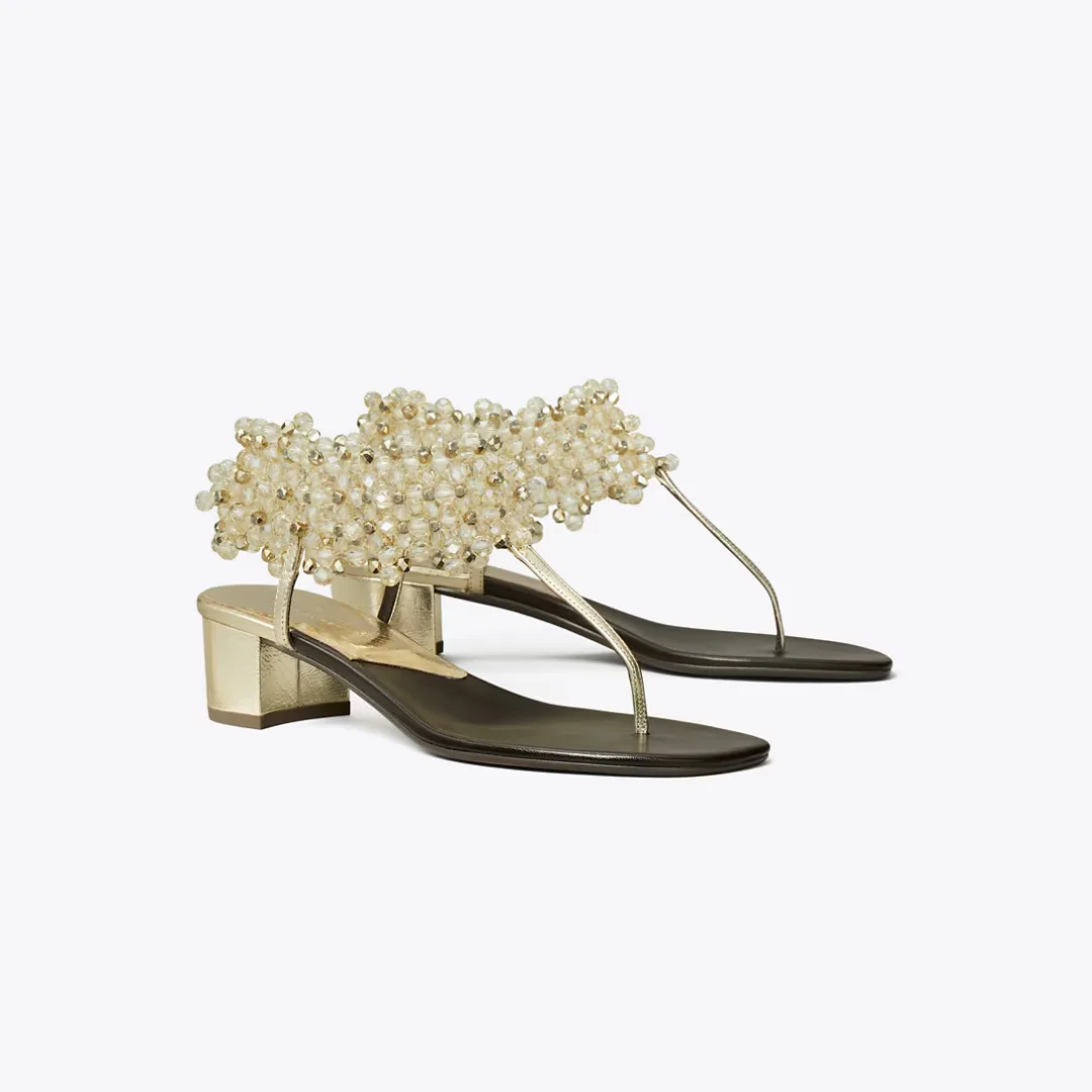 Beaded Heeled Sandal by Tory Burch