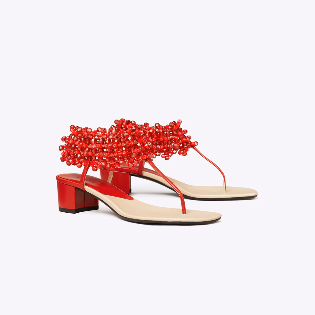 Beaded Heeled Sandal