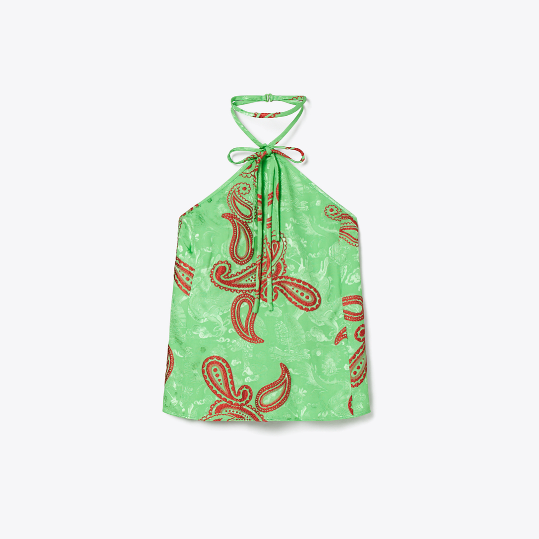 Satin Paisley Knot Top