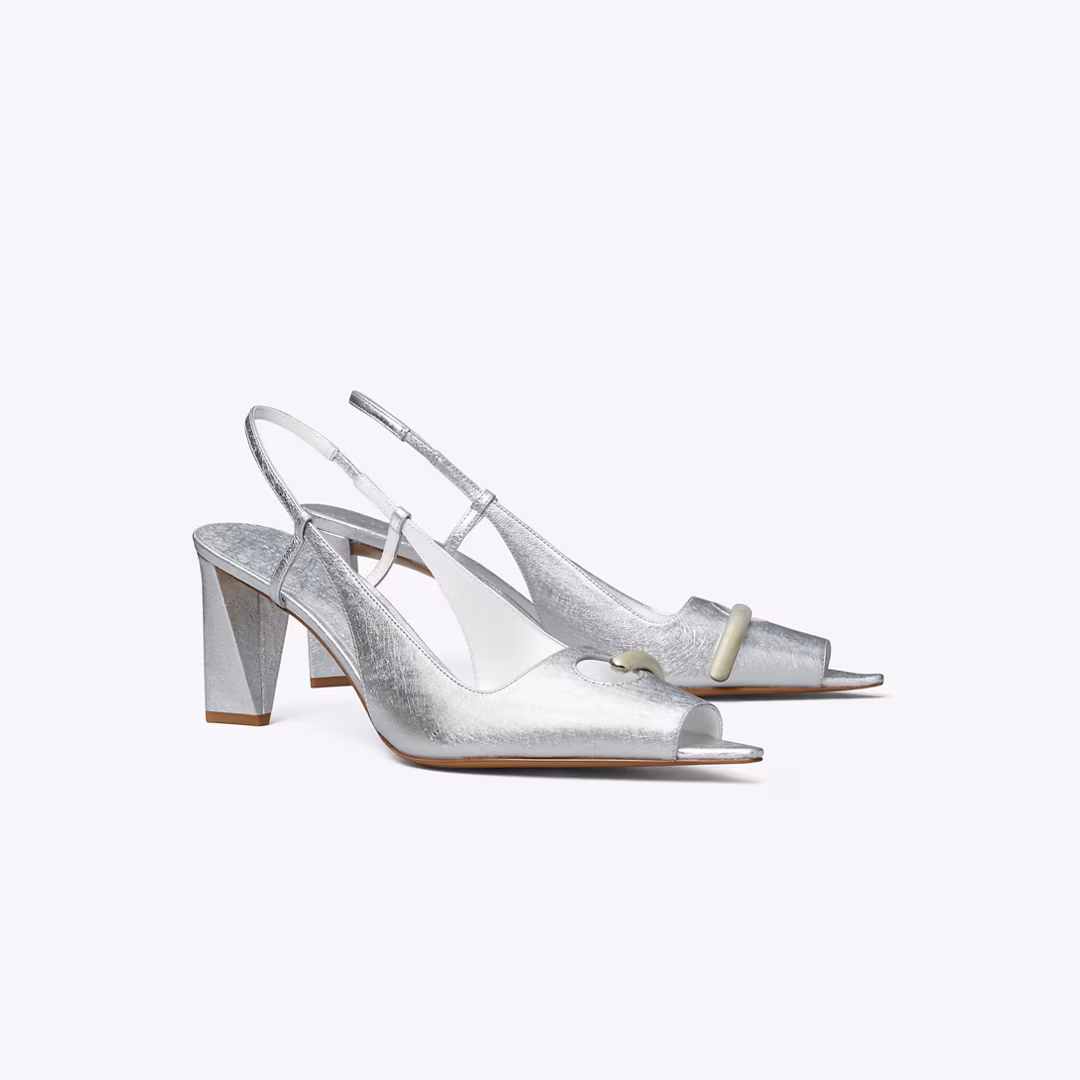 Pierced Peep-Toe Slingback