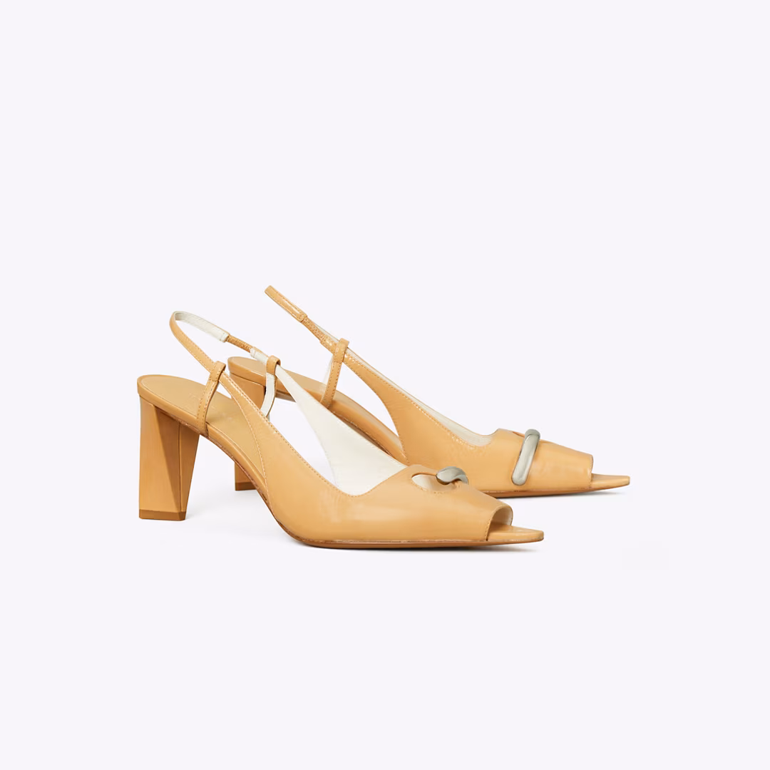 Pierced Peep-Toe Slingback