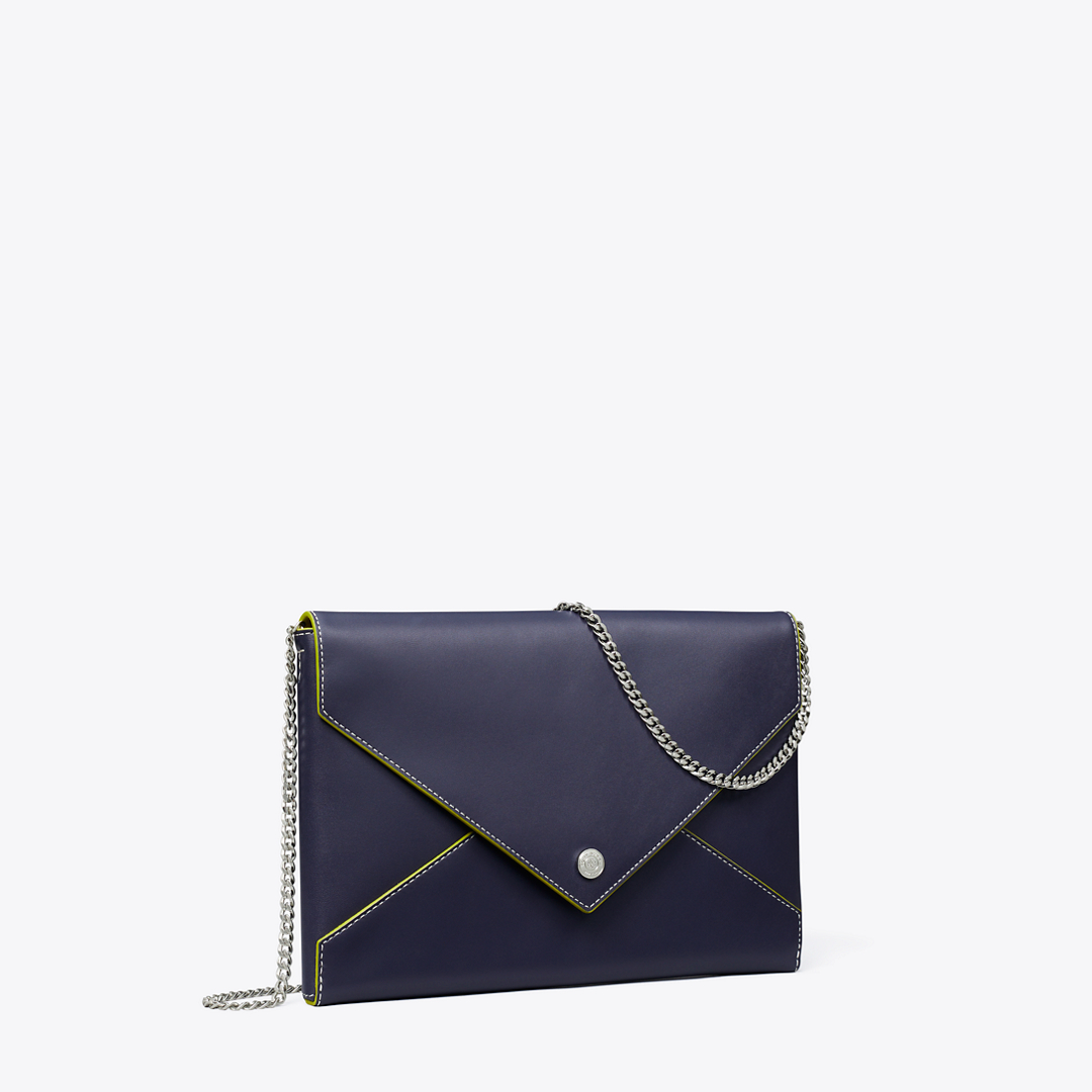 Smooth Leather Envelope Chain Pouch