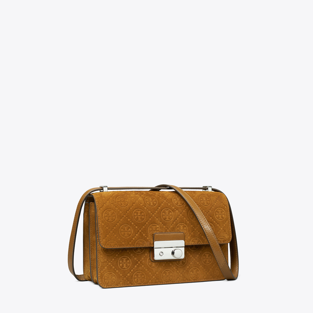 T Monogram Suede Shoulder Bag by Tory Burch