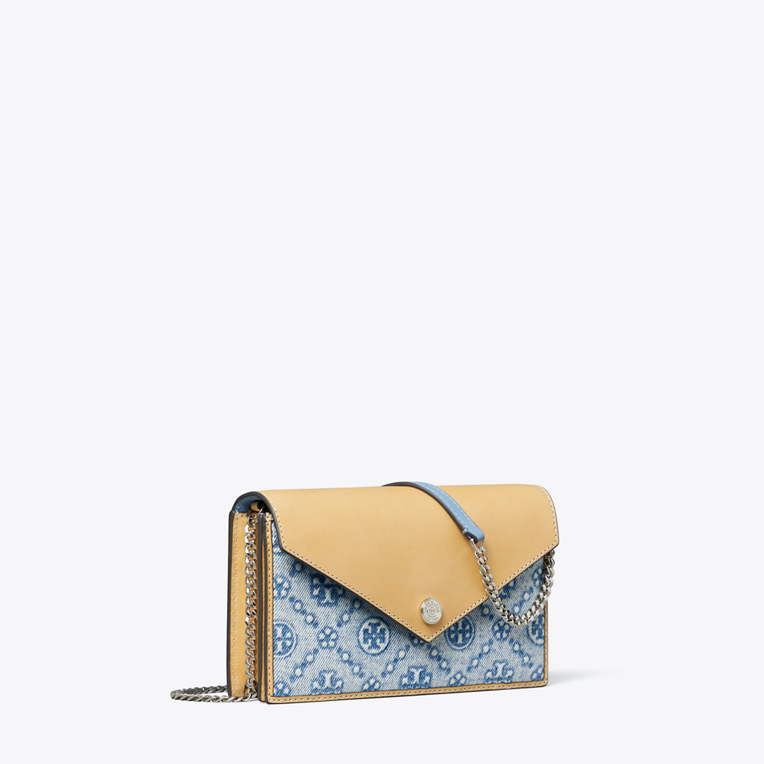 T Monogram Denim Envelope Crossbody
