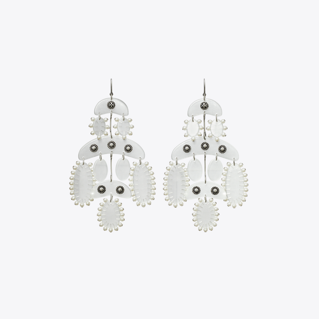 Abstract Beaded Chandelier Earrings