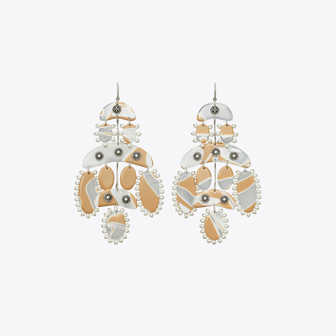Abstract Beaded Chandelier Earrings
