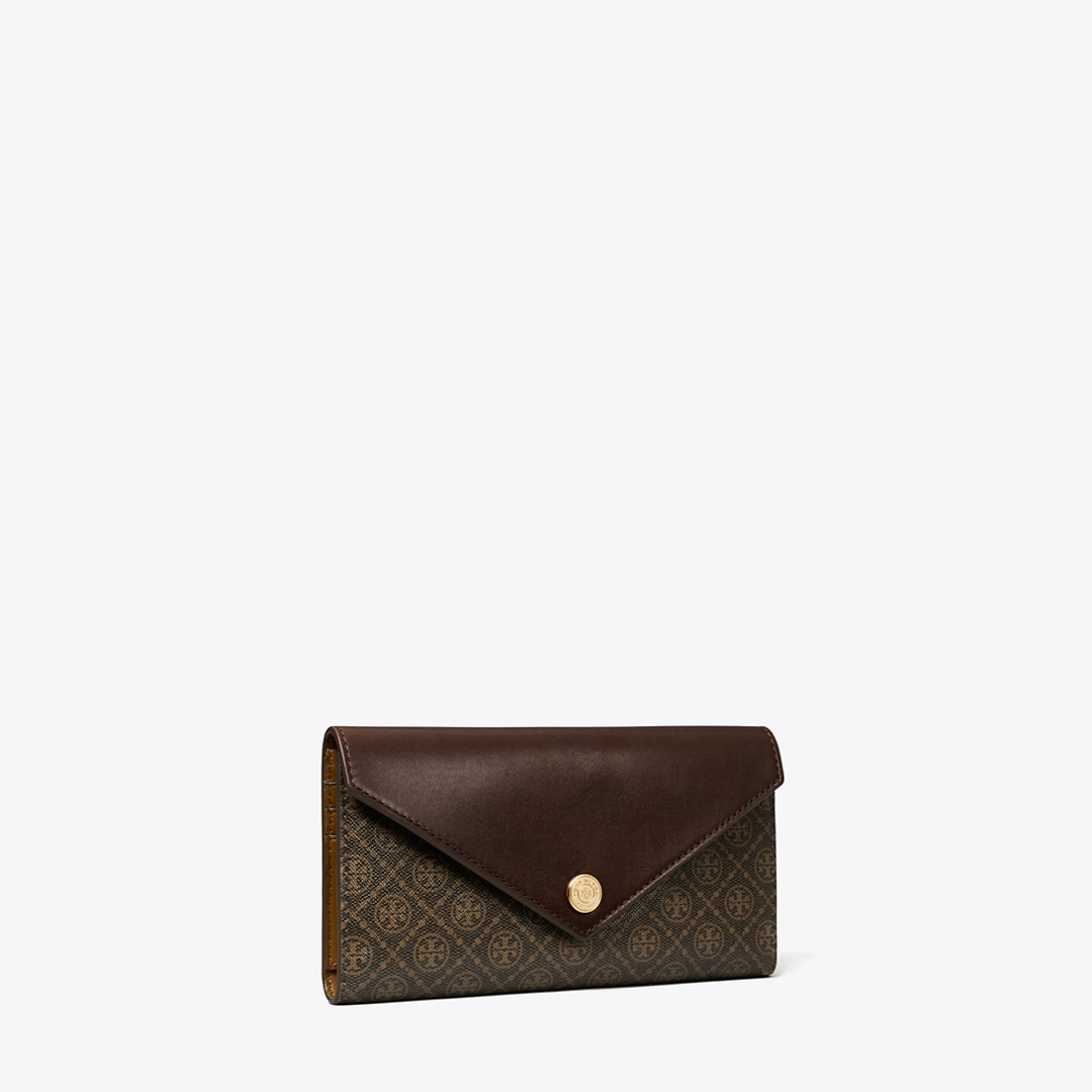 T Monogram Coated Canvas Envelope Wallet