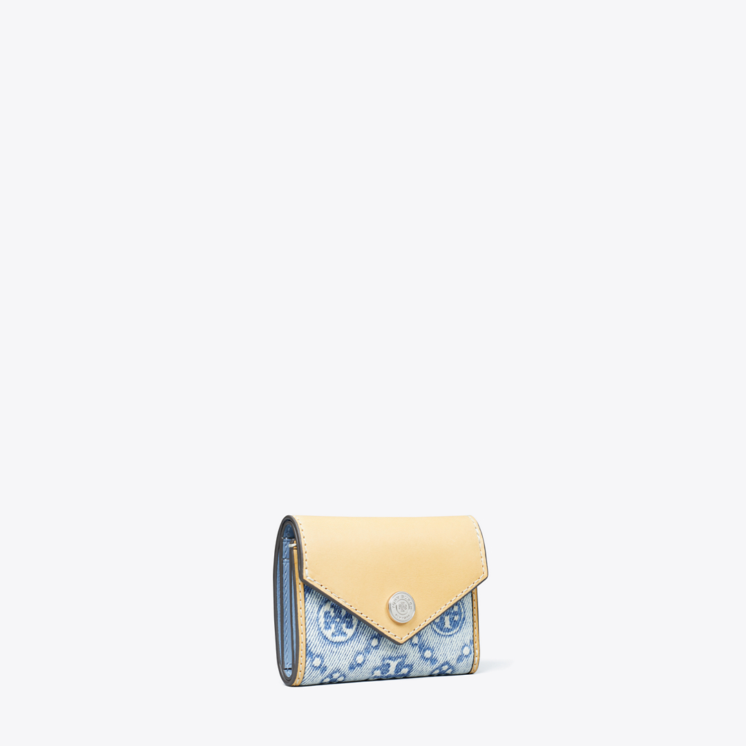 T Monogram Denim Small Envelope Wallet