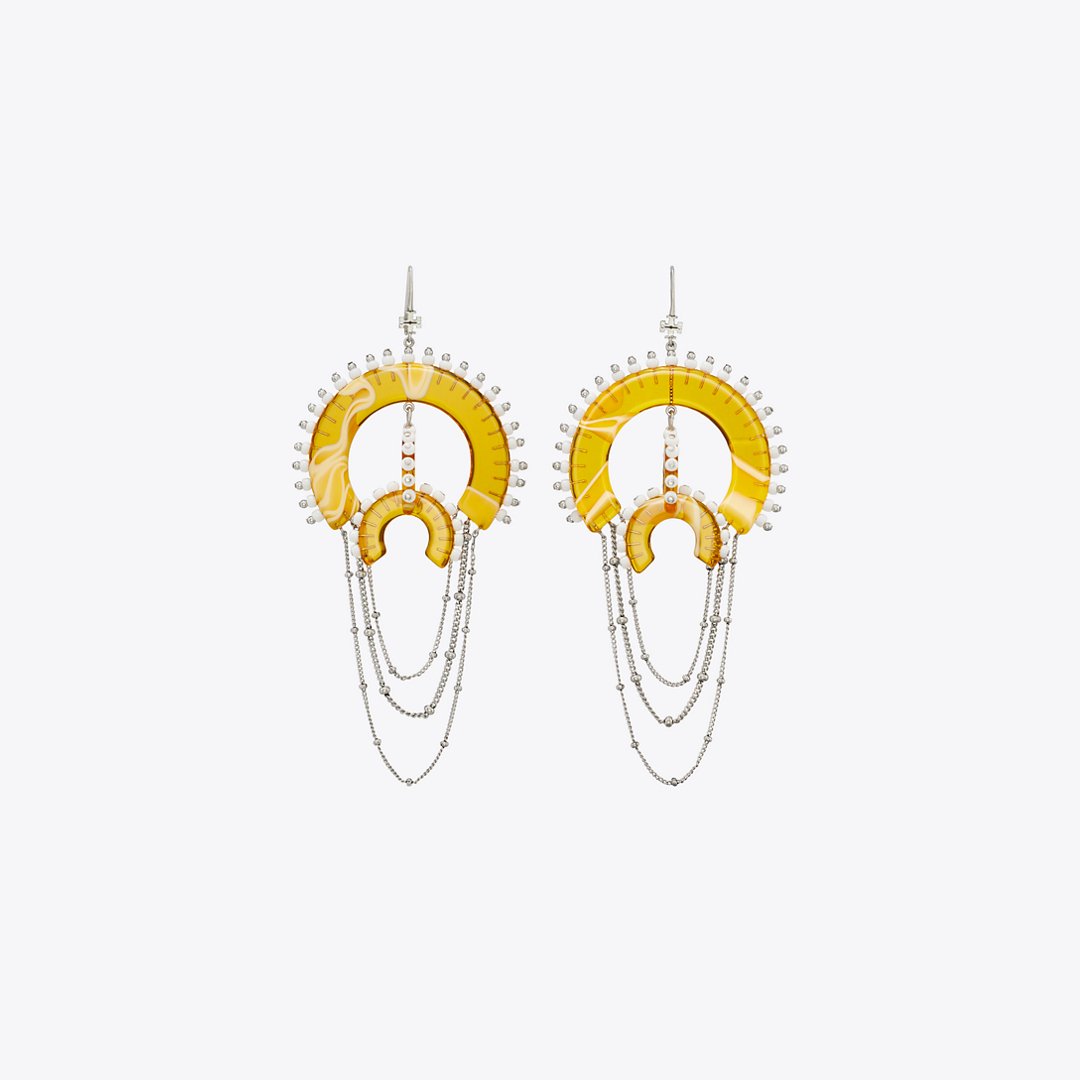 Bead And Resin Chandelier Earrings